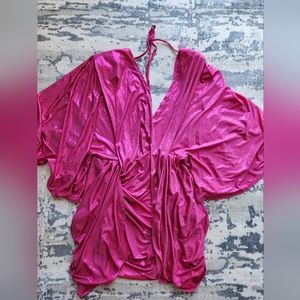 Metallic Pink drap dress. New with tags size m